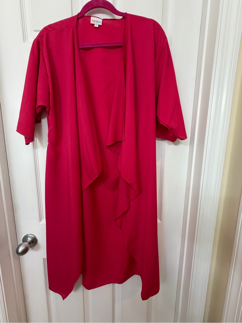 LuLaRoe Shirley Kimono Cardigan - Solid Pink / Raspberry, Sz Small